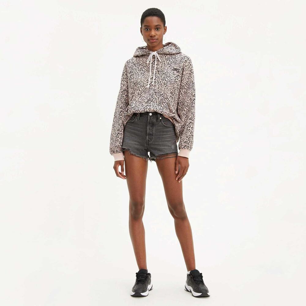 Levi's 501 Original Shorts Black Distressed High Rise - Picture 2 of 7